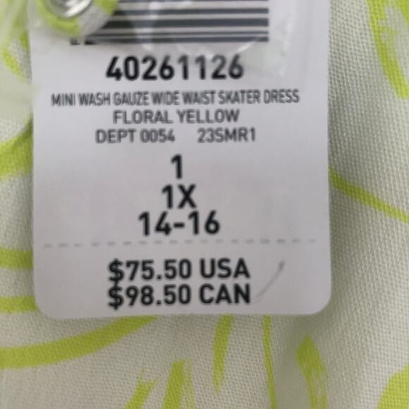 NWT Torrid Floral Yellow Mini Gauze Wide Waist Skater Dress 1X - Picture 7 of 8